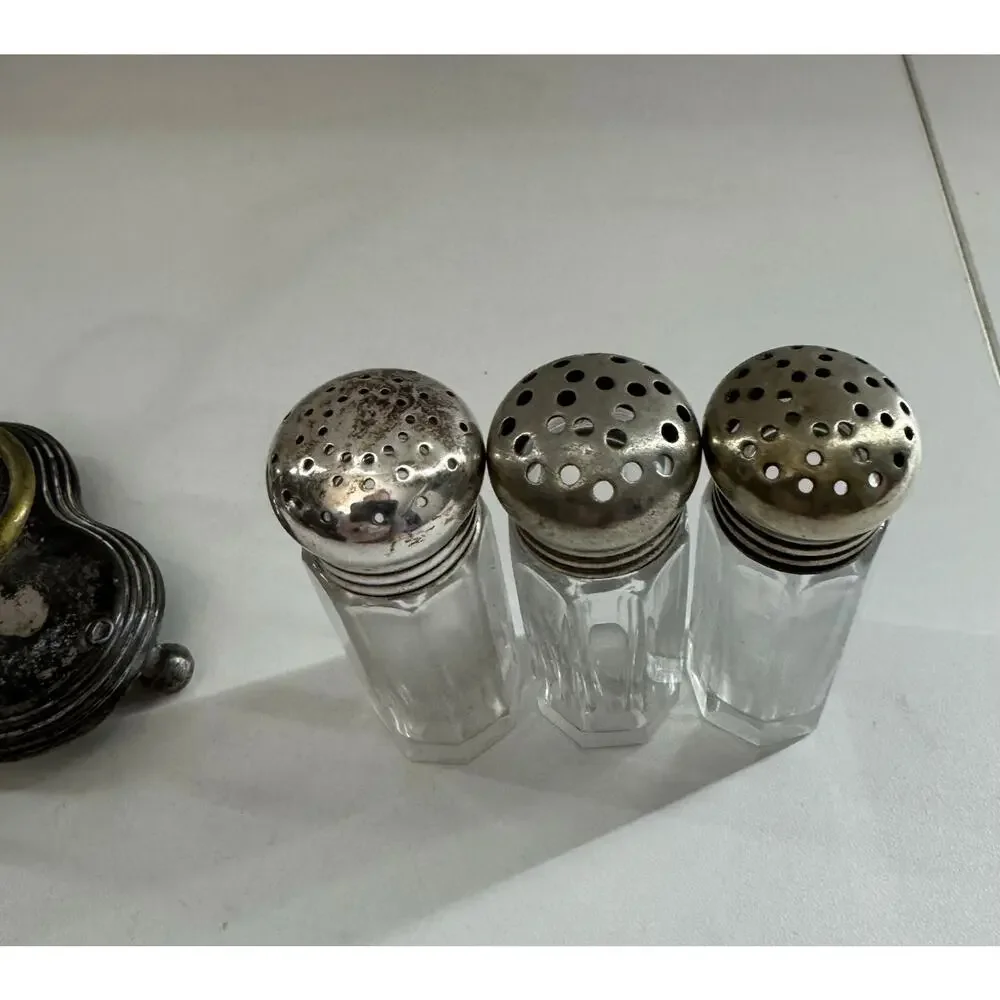 Vintage Wallace Bros Co Silver Plated Three Piece  Salt Pepper Shakers Set